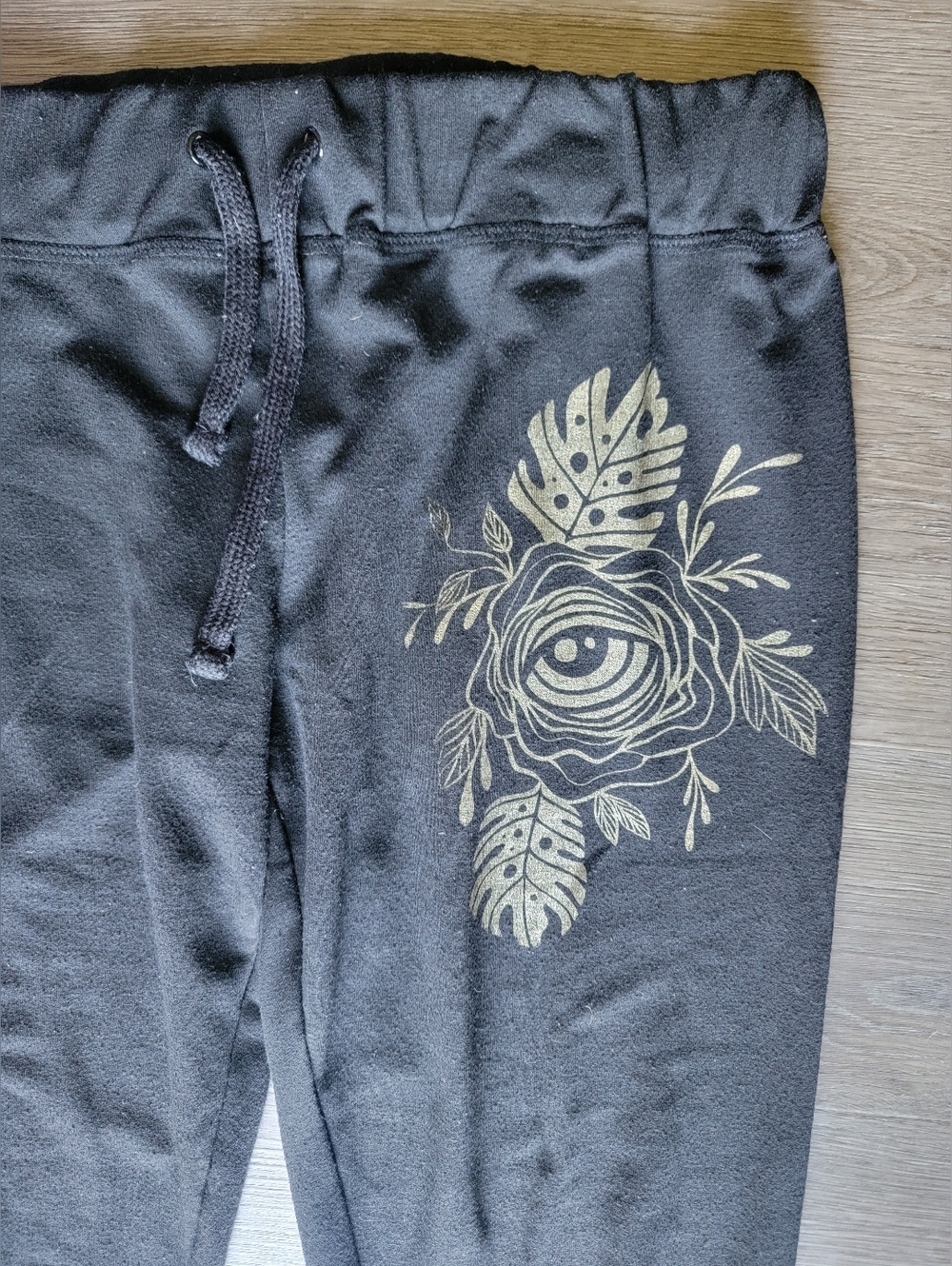 Brain Candy Ink OOAK Joggers Trippy Floral Eye Design Size Small